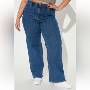 *SOLD* Fashion Nova Medium Blue Wash Straight Leg Jeans - Size 18
